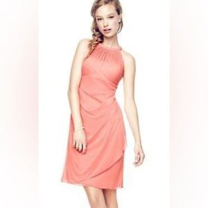 Davids Bridal Coral Reef Mesh Halter Bridesmaid Dress Size 12 F15612 Cocktail